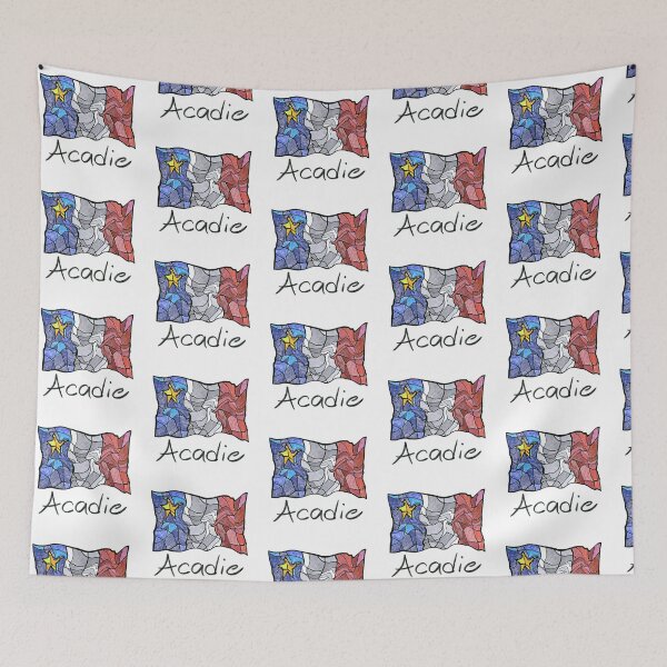 Artikelvorschau, Flüssiges Pastellmosaik mit akadischer Flagge - Drapeau acadien mosaïque liquide pastel vitrail entworfen und verkauft von ColoursOfFrance.