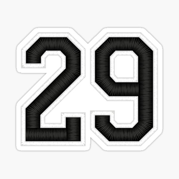 "29 Black Jersey Sports Number twentynine Football 29" Sticker by