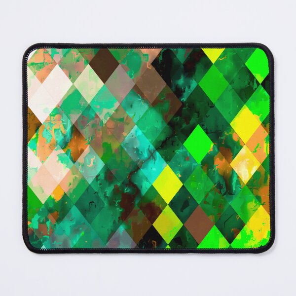 Item preview, geometric pixel square pattern abstract background in green yellow designed and sold by Mrvell.