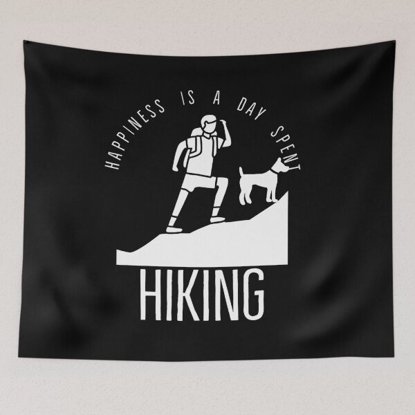 Item preview, Happiness is a day spent hiking  | hiking adventure quotes | designed and sold by Tarun Bisht.
