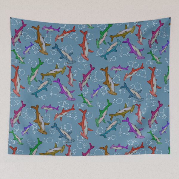 Item preview, Rainbow hammerhead sharks pattern designed and sold by Thegoofygoblin.