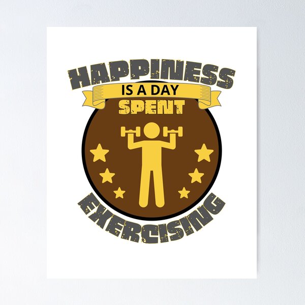Item preview, Happiness is a day spent exercising gold. designed and sold by JockArts.