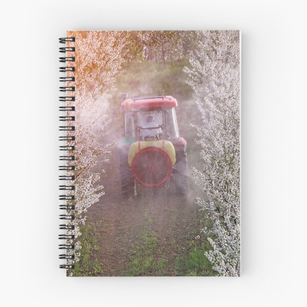 Item preview, tractor sprays insecticide in cherry orchard agriculture springtime designed and sold by goceris.