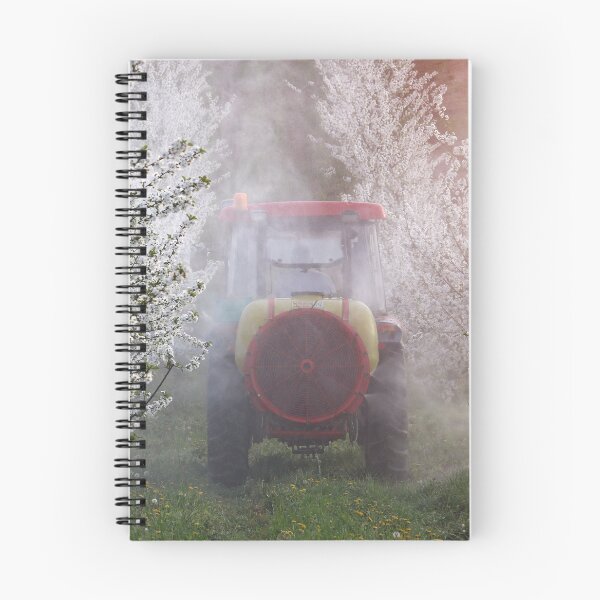 Item preview, tractor sprays insecticide in orchard agriculture springtime designed and sold by goceris.