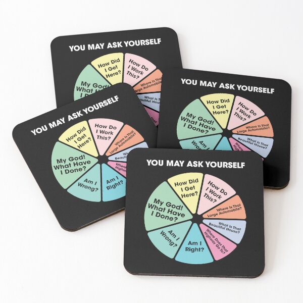 80's Music Retro Lyrics - You May Ask Yourself Pie Chart Coasters (Set of 4)