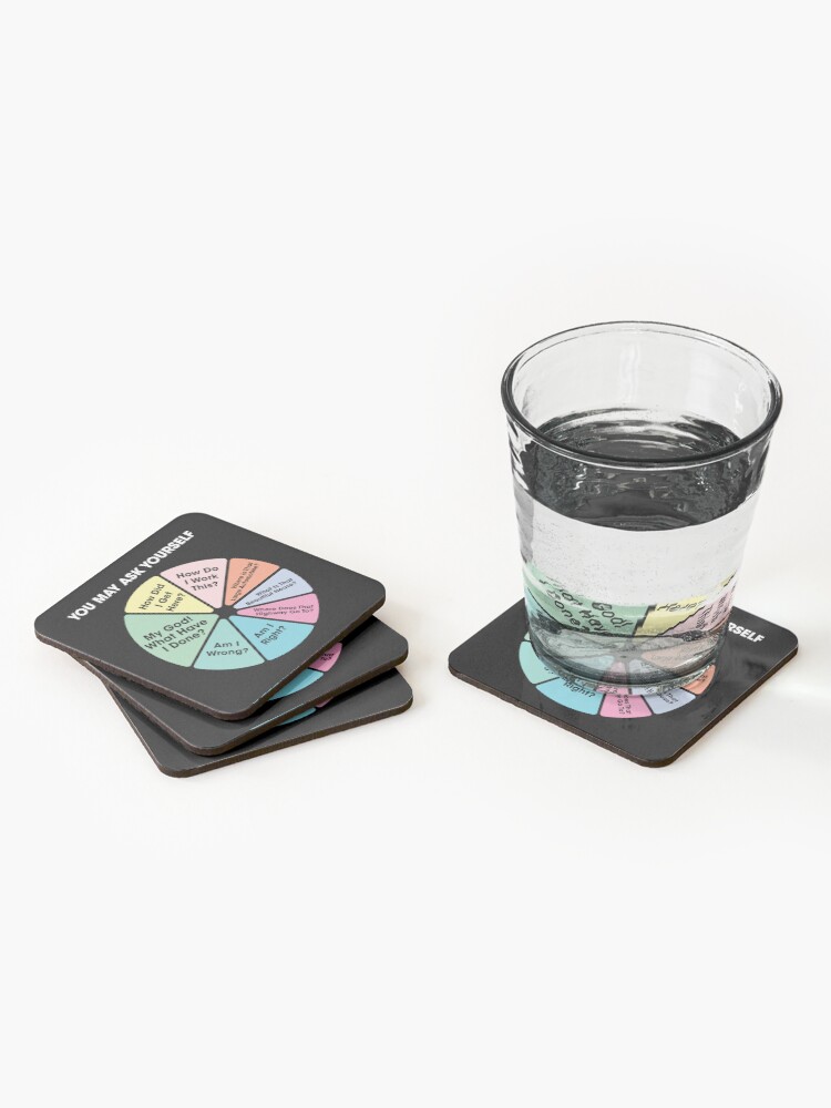 Alternate view of 80's Music Retro Lyrics - You May Ask Yourself Pie Chart Coasters (Set of 4)