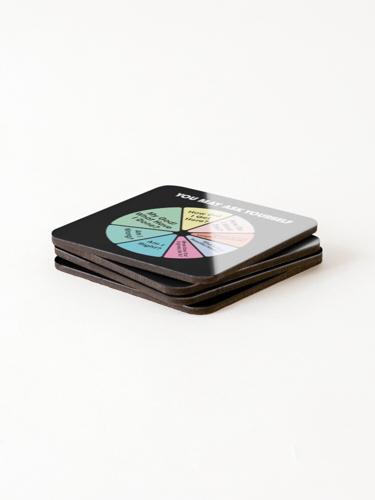 Alternate view of 80's Music Retro Lyrics - You May Ask Yourself Pie Chart Coasters (Set of 4)