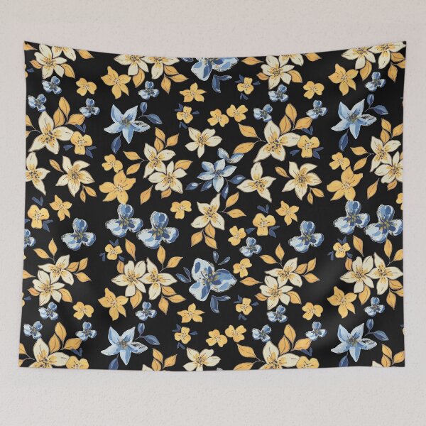 Item preview, Fall Autumn flowers on black background designed and sold by Eve :).