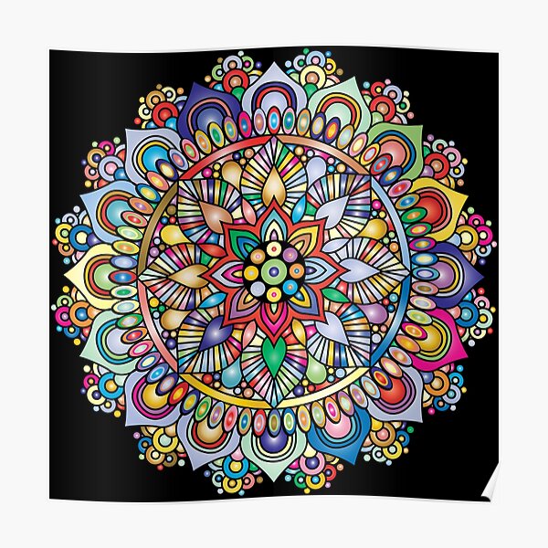 "Colorful mandala color art" Poster for Sale by artdragongift Redbubble