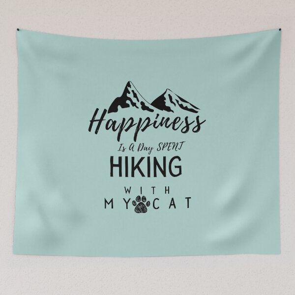 Item preview, Happiness Is A Day Spent Hiking With My Cat,funy quote for hiker ,cat ,lover designed and sold by ourpretty.