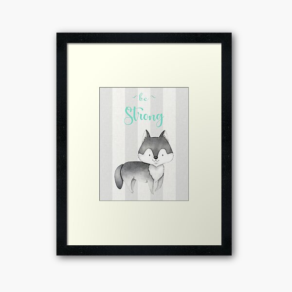 Aperçu de l'œuvre Soyez fort| Art de la pépinière | Déco chambre enfant | Loup | Cadeau parfait pour les enfants créée et vendue par SmileFactoryWD.