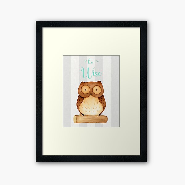Aperçu de l'œuvre Soyez sage | Art de la pépinière | Déco chambre enfant | Chouette | Cadeau parfait pour les enfants créée et vendue par SmileFactoryWD.