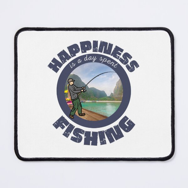 Item preview, Happiness is a day spent fishing with rod. designed and sold by JockArts.