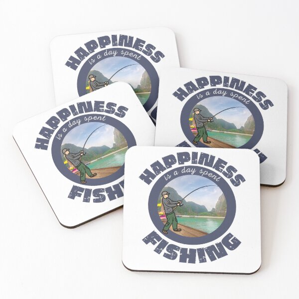 Item preview, Happiness is a day spent fishing with rod. designed and sold by JockArts.