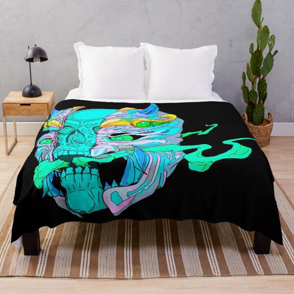 Item preview, Neon Skull , Skeleton, Demon Oni, Death, Smile, Light Blue designed and sold by Maculele.