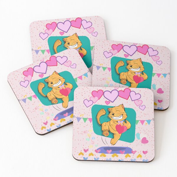 Item preview, Cute colorful Smiling cat with pink hearts of love designed and sold by mark-taylor.