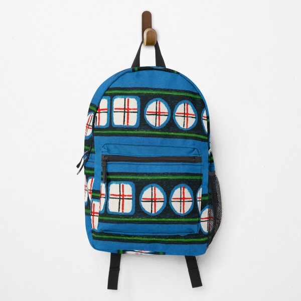 Item preview, Blue background with bars containing hatched circles and squares designed and sold by TeesMi.