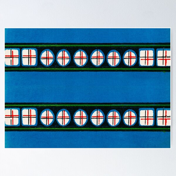 Item preview, Blue background with bars containing hatched circles and squares designed and sold by TeesMi.