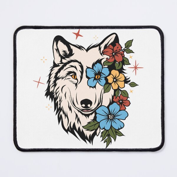 Item preview, Wolf with flowers designed and sold by Tanuja Sharma.