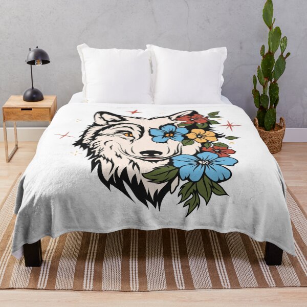 Item preview, Wolf with flowers designed and sold by Tanuja Sharma.