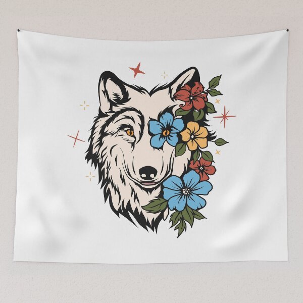 Item preview, Wolf with flowers designed and sold by Tanuja  Sharma.