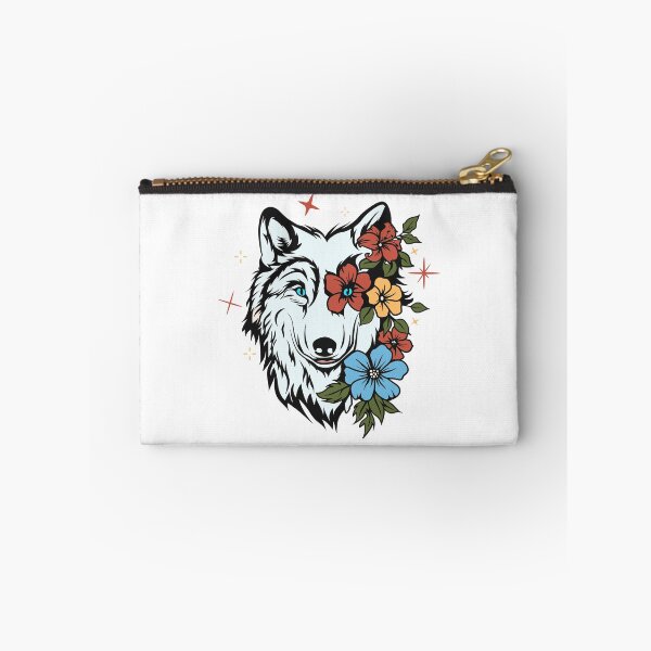 Item preview, Blue eyes Wolf with flowers designed and sold by Tanuja  Sharma.
