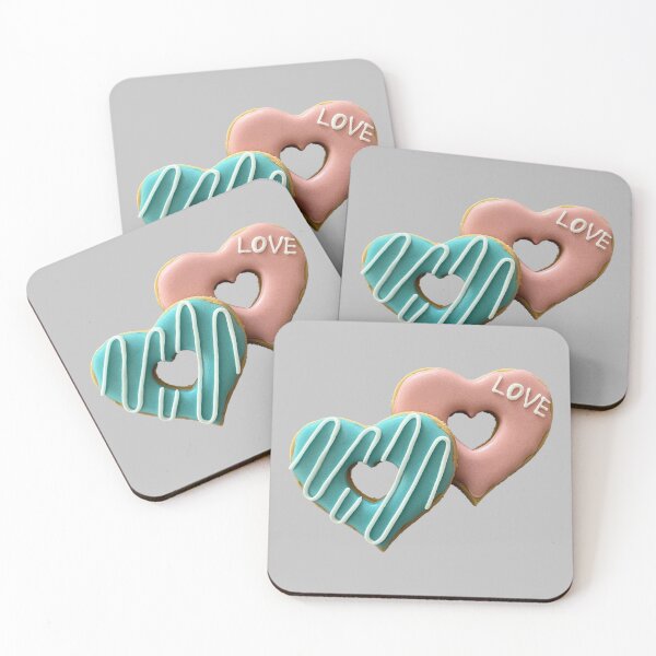 Item preview, Heart doughnut cookies (blue and pink) designed and sold by aiko-p.