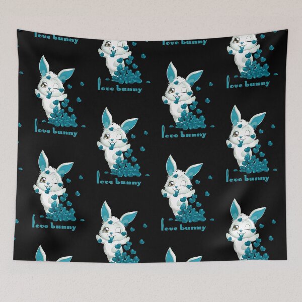 Item preview, Love Bunny (Turquoise on Black) designed and sold by PawsitiveMum.