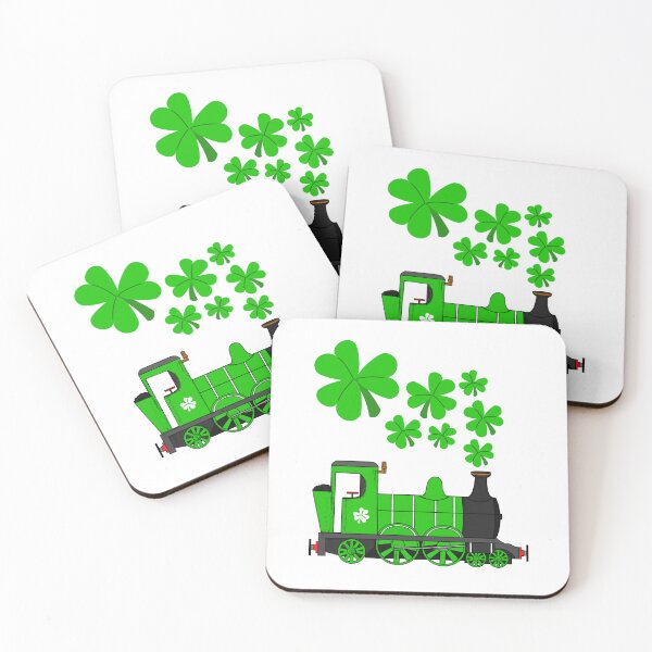 Item preview, St Patricks Day Train Steam Engine Shamrocks designed and sold by doodlerob.
