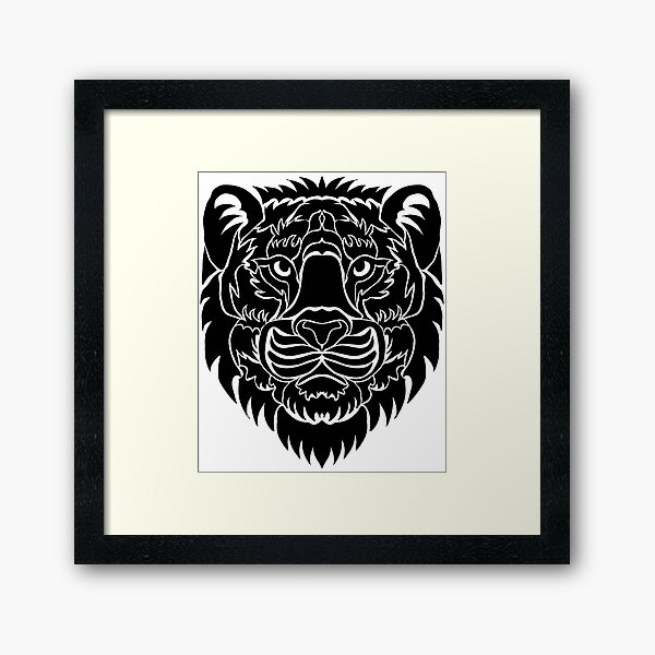 Black Tribal Tiger Framed Art Print