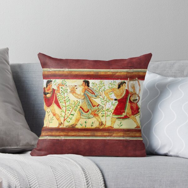 Item preview, ETRUSCAN DANCERS AND MUSICIANS WITH LYRA AND AULOS Antique Tarquinia Fresco designed and sold by BulganLumini.