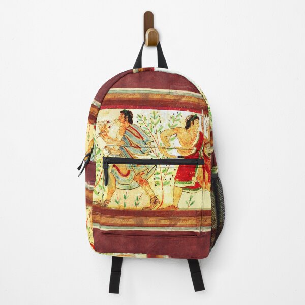 Item preview, ETRUSCAN DANCERS AND MUSICIANS WITH LYRA AND AULOS Antique Tarquinia Fresco designed and sold by BulganLumini.