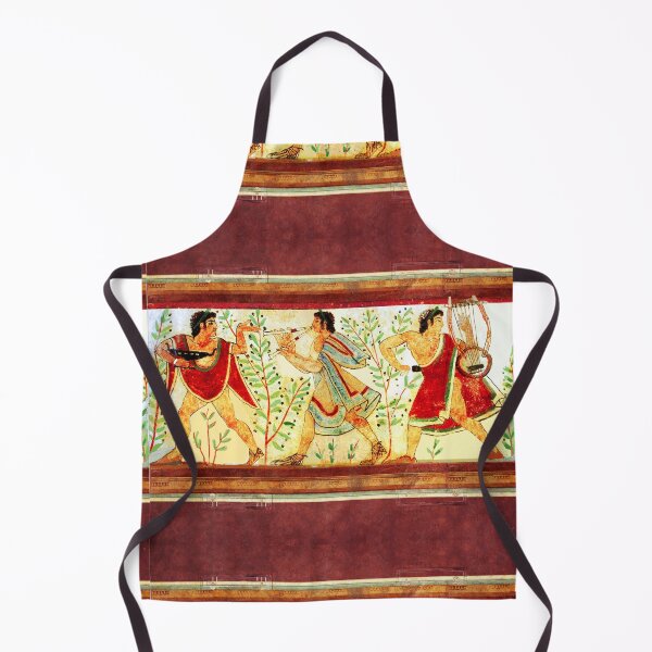 Item preview, ETRUSCAN DANCERS AND MUSICIANS WITH LYRA AND AULOS Antique Tarquinia Fresco designed and sold by BulganLumini.