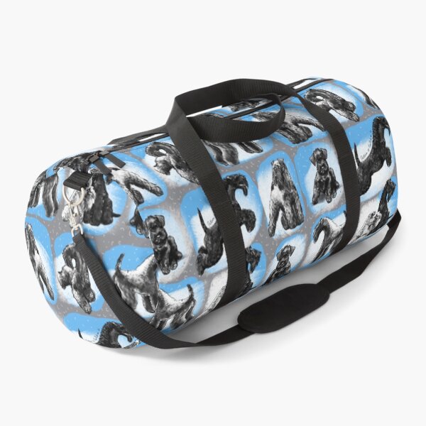 Item preview, Kerry blue terrier on blue squares. graphic drawing mix white-blue designed and sold by TinaPolyak.