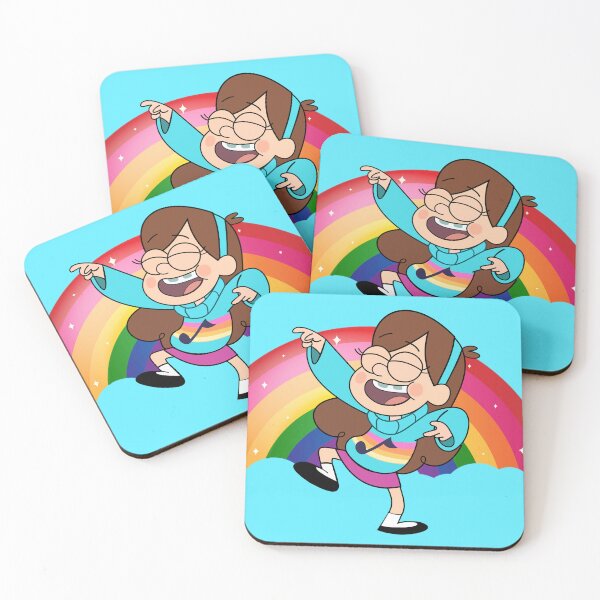 Item preview, Mabel Pines dancing on a rainbow background. Gravity Falls character. designed and sold by ProfiTrollka.