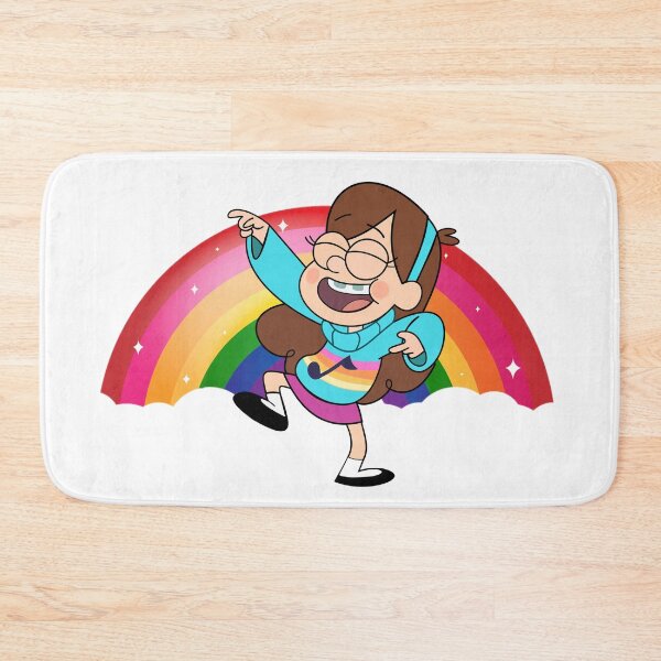 Item preview, Mabel Pines dancing on a rainbow background. Gravity Falls character. designed and sold by ProfiTrollka.