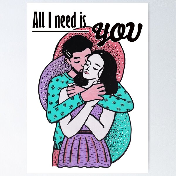Item preview, Mixed media - All I need is you - hugging couple designed and sold by Karolien Kenis.