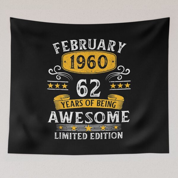 Item preview, 62nd Birthday Gift 62 Years Old Awesome Since February 1960  designed and sold by bessiey23.