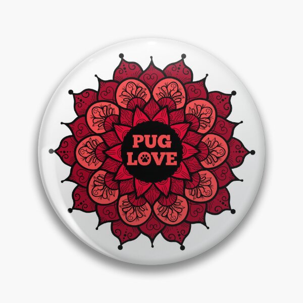 Artikelvorschau, Rotes Mops-Mandala entworfen und verkauft von momofdoggos.