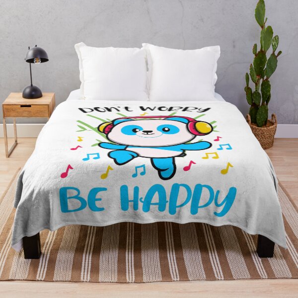 Aperçu de l'œuvre panda ne vous inquiétez pas soyez heureux - typographie animale drôle créée et vendue par Hartics.