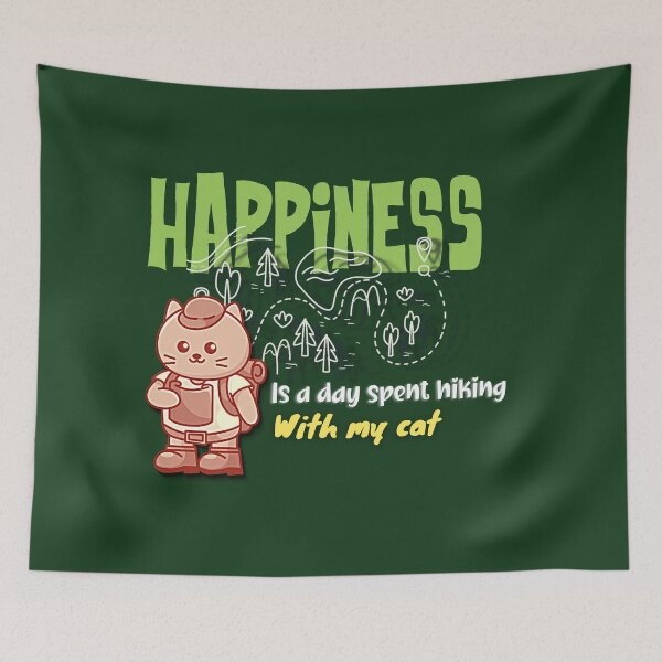 Item preview, The Happiness is a day spent hiking with my cat - cat lover classic t shirt designed and sold by Viragiaroutfit.