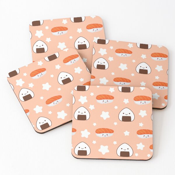 Item preview, Cute Sushi and Onigiri Pattern with Stars designed and sold by quinellie.