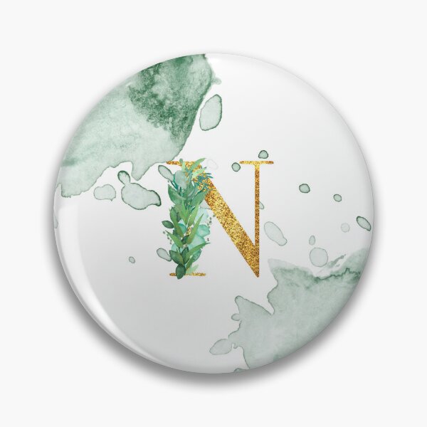 Item preview, Green Watercolor and Gold Glitter Letter N Monogram designed and sold by adriana-holmes.