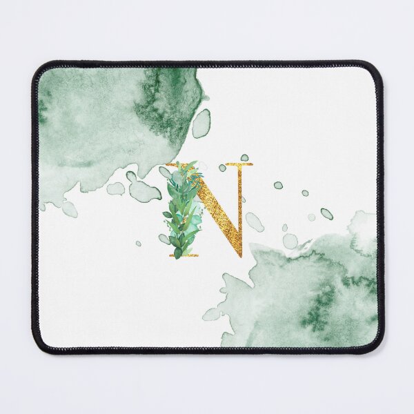 Item preview, Green Watercolor and Gold Glitter Letter N Monogram designed and sold by adriana-holmes.