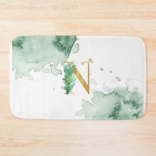 Item preview, Green Watercolor and Gold Glitter Letter N Monogram designed and sold by adriana-holmes.