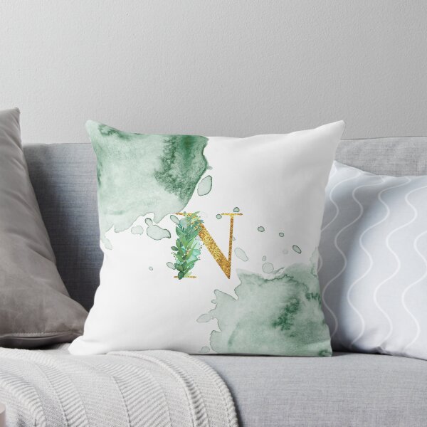 Item preview, Green Watercolor and Gold Glitter Letter N Monogram designed and sold by adriana-holmes.