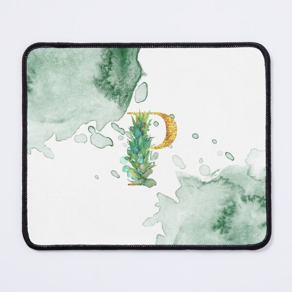 Item preview, Green Watercolor and Gold Glitter Letter P Monogram Pillow designed and sold by adriana-holmes.