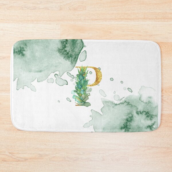 Item preview, Green Watercolor and Gold Glitter Letter P Monogram Pillow designed and sold by adriana-holmes.
