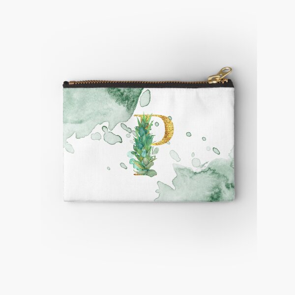 Item preview, Green Watercolor and Gold Glitter Letter P Monogram Pillow designed and sold by adriana-holmes.