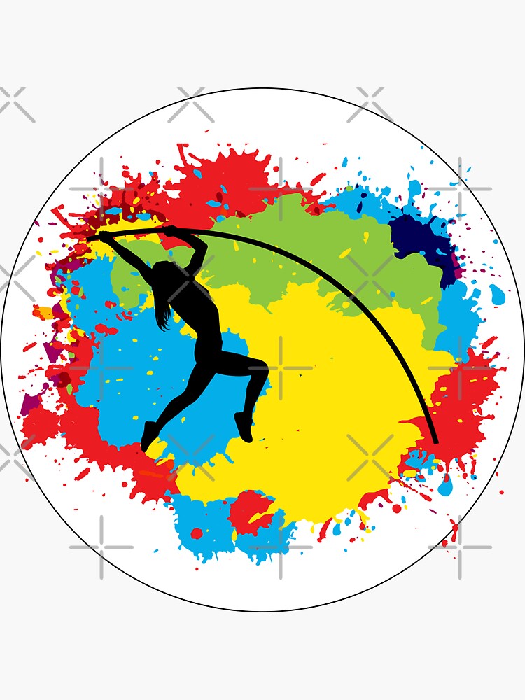 "Pole Vault Vaulting Jumping High Jump Colorful" Sticker by